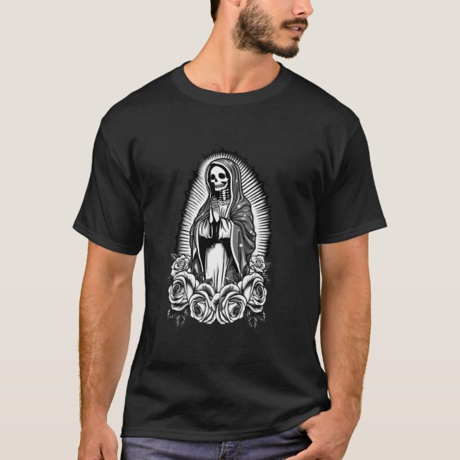 Santa Muerte Mexican Floral Saint Death T-Shirt (Vorderseite)