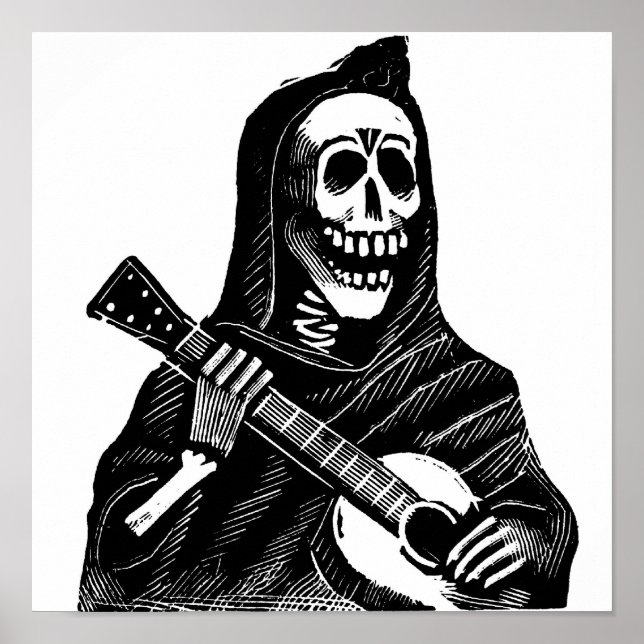 Santa Muerte (mexikanischer Grim-Sensenmann) Gitar Poster (Vorne)