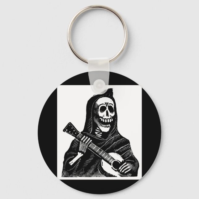 Santa Muerte (mexikanischer Grim-Sensenmann) Gitar Schlüsselanhänger (Vorderseite)