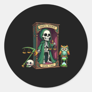 Santa Muerte mit Green Cloak Hilfe bei der Rechtse Runder Aufkleber