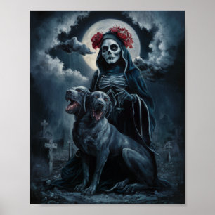 Santa Muerte mit zwei geheuerten Dog-Poster Poster
