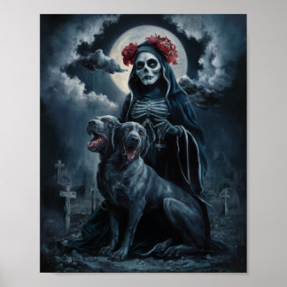 Santa Muerte mit zwei geheuerten Dog-Poster Poster