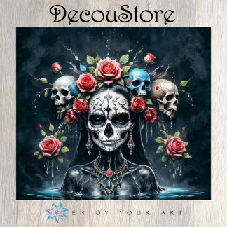 Santa Muerte Rising Decoupage Seidenpapier