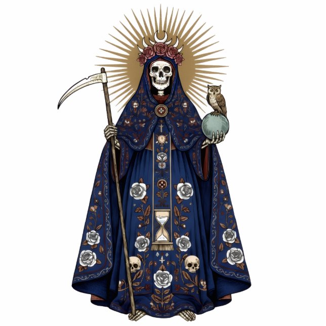 Santa Muerte Saint Holy Death Blue Cloak 2D Statue Freistehende Fotoskulptur (Vorne)