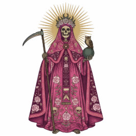 Santa Muerte Saint Holy Death Pink Cloak 2D Statue Freistehende Fotoskulptur