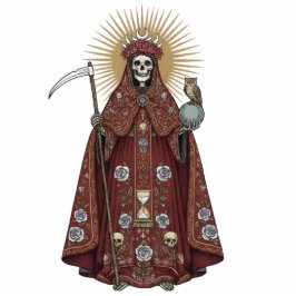 Santa Muerte Saint Holy Death Red Brown 2D Statue Freistehende Fotoskulptur