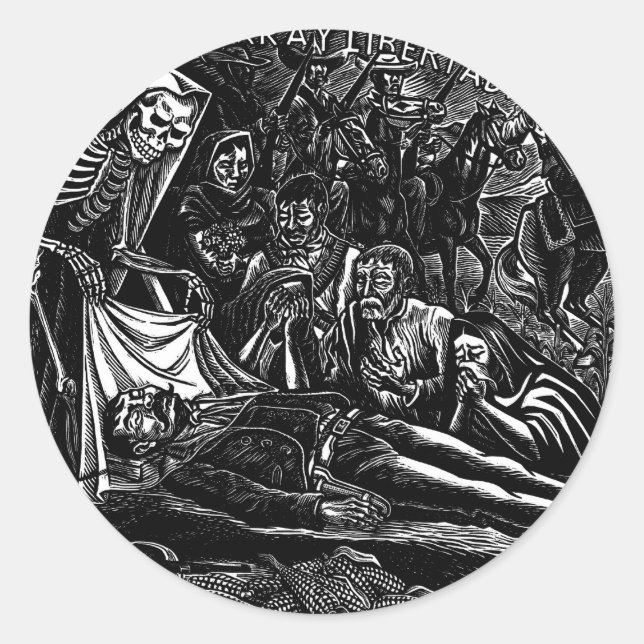 Santa Muerte und der Soldat c. 1951 Mexiko Runder Aufkleber (Vorderseite)