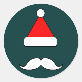 Santa Mustache Runder Aufkleber