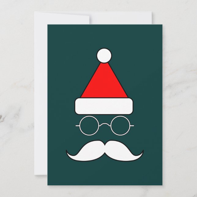 Santa Mustache und Brille Feiertagskarte (Vorderseite)