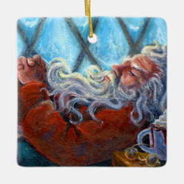 "Santa Napping" Keramikornament