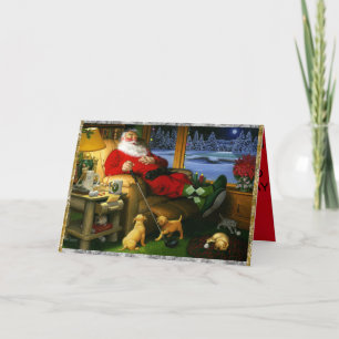 Santa Napping nach Golf auf der Weihnachtskarte Karte