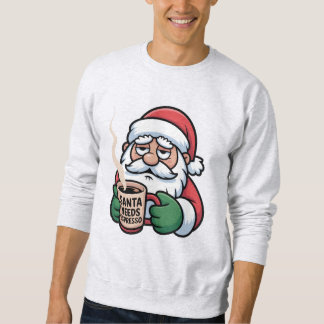 Santa Needs Espresso –Funny Coffee Santa Christmas Sweatshirt