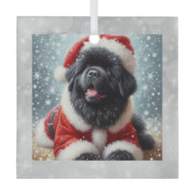 Santa Newf Puppy Christmas Ornament