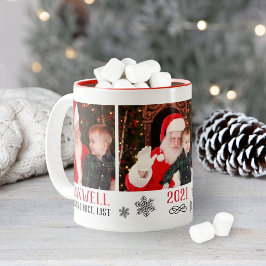 Santa Nice Liste Niedlich Red Holiday Foto Collage Zweifarbige Tasse