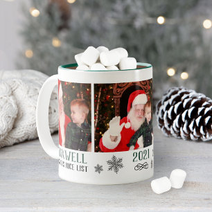 Santa Nice Liste Niedliche Green Holiday Foto Coll Zweifarbige Tasse