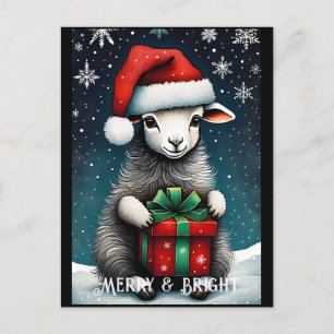 Santa Niedlich Baby Sheep Weihnachtsgeschenk Urlau Postkarte