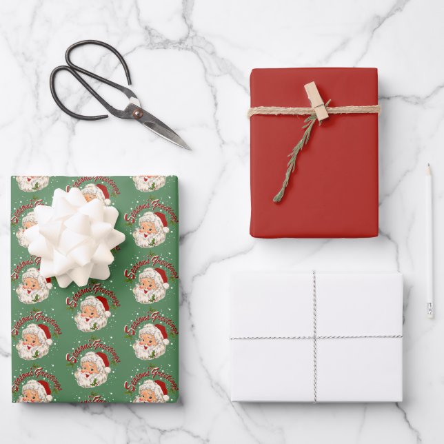 Santa No. 1 Seaons Greetings Geschenkpapier Set (Vorderseite)