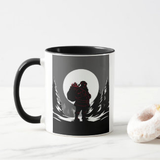 Santa Noir – Black & White Santa with Red Glow  Tasse