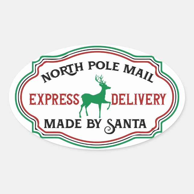 Santa North Pole Mail aus Santa Oval Aufkleber (Vorderseite)