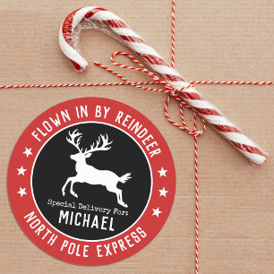 Santa North Pole Rentier Weihnachtskleber Runder Aufkleber