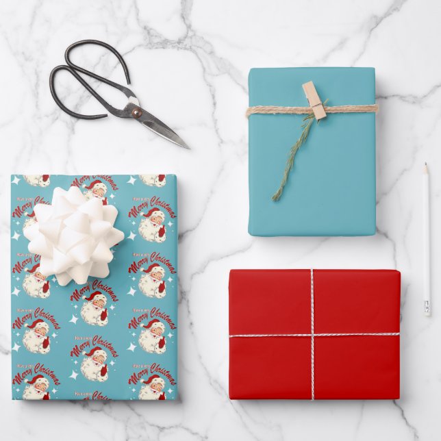 Santa Nr. 4 Frohe Weihnachten Geschenkpapier Set (Vorderseite)