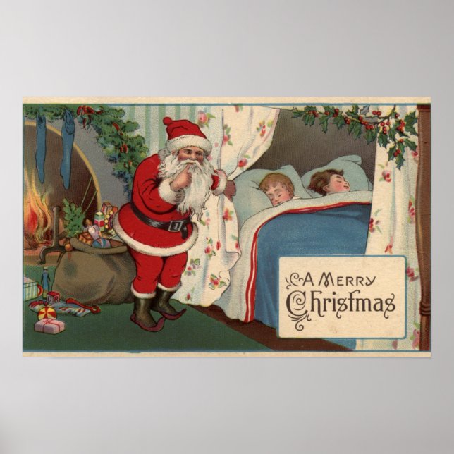 Santa Observation Sleeping Children Poster (Vorne)