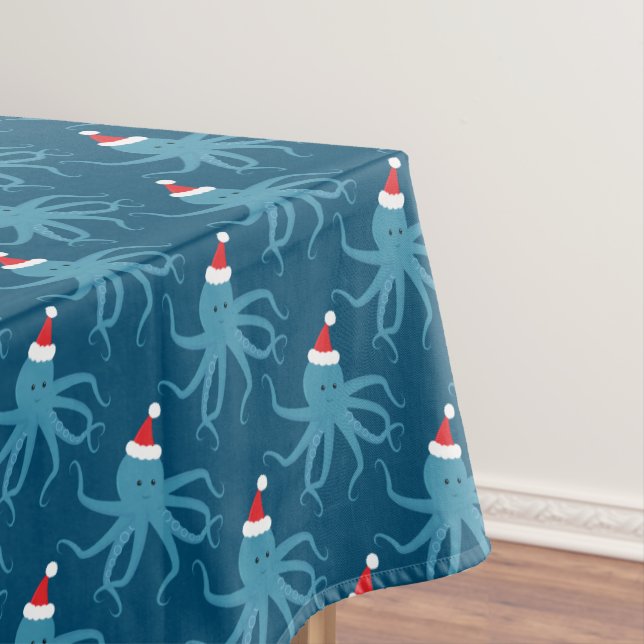 Santa Octopus Blue Christmas Tableclout Tischdecke (Beispiel)