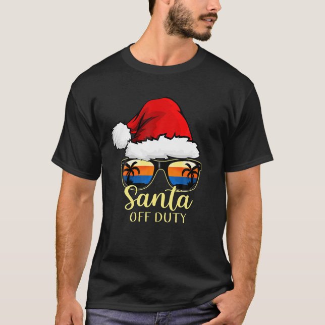 Santa Off Duty Vintage Sonnenbrille Weihnachten T-Shirt (Vorderseite)
