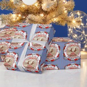 Santa Offizielles Siegel Rudolph auf Blue & Red St Geschenkpapier