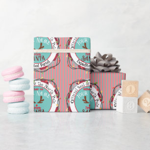 Santa Offizielles Siegel Rudolph auf Blue & Red St Geschenkpapier