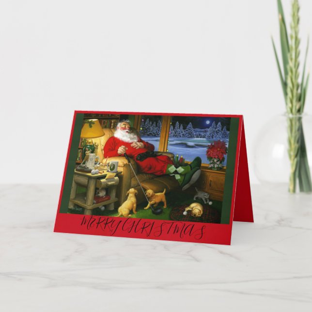 Santa on a Golf Themed Christmas Card Karte (Vorderseite)