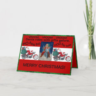 Santa on Motorcycle Christmas Card Feiertagskarte
