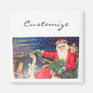 Santa on Schlitten Thunder_Cove Vintag Magnet