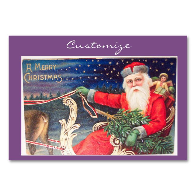 Santa on Schlitten Thunder_Cove Vintag Tischnummer (Vorderseite)