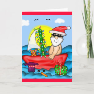 Santa on Urlaub mit Snow Buddy Feiertagskarte