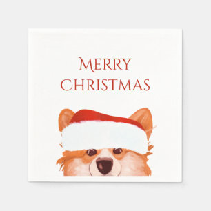 Santa Orange Corgi Weihnachten Serviette
