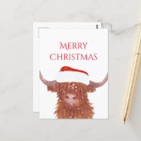 Santa Orange Highland Cow Frohe Weihnachten