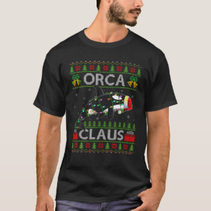 Santa Orca Fish Xmas Lighting Ugly Orca Weihnachte T-Shirt
