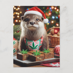 Santa Otter mit den besonderen Brownies Postkarte