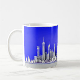 Santa Over New York City Christmas Blue Mug Kaffeetasse