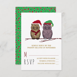 Santa Owl and Elf Owl UAWG RSVP Karte