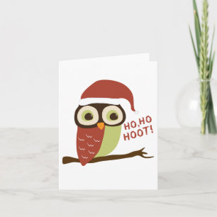 Santa Owl Ho Hoot Weihnachtskarten Feiertagskarte