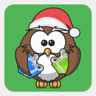 SANTA OWL QUADRATISCHER AUFKLEBER