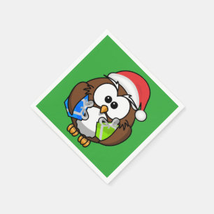 SANTA OWL SERVIETTE