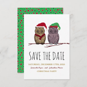 Santa Owl und Elf Owl Save the Date
