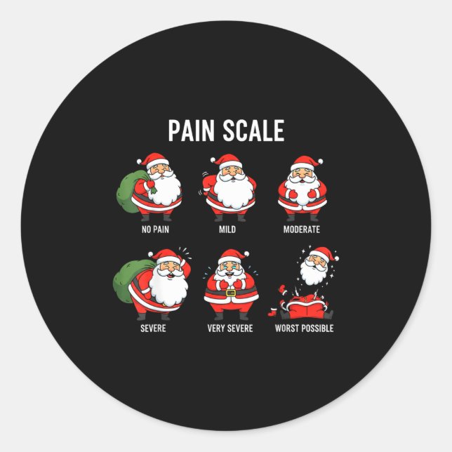 Santa Pain Scale Funny Christmas Design For Nurse  Runder Aufkleber (Vorderseite)