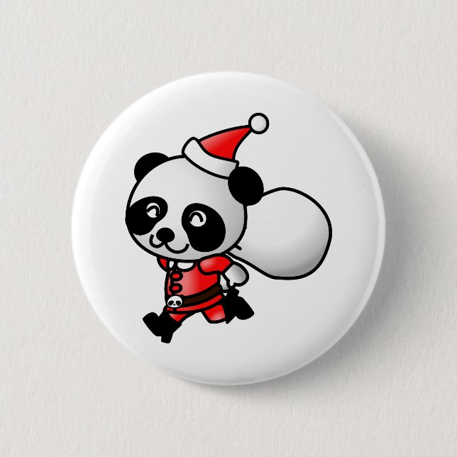 Santa Panda Button (Vorderseite)