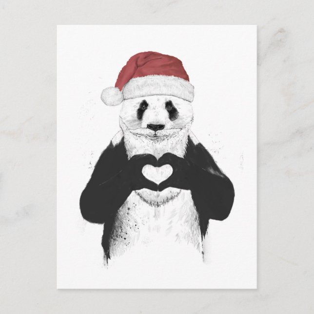 Santa Panda Feiertagspostkarte (Vorderseite)