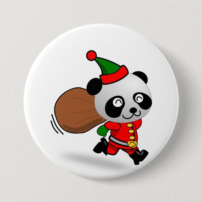Santa-Panda-Knopf Button (Vorderseite)
