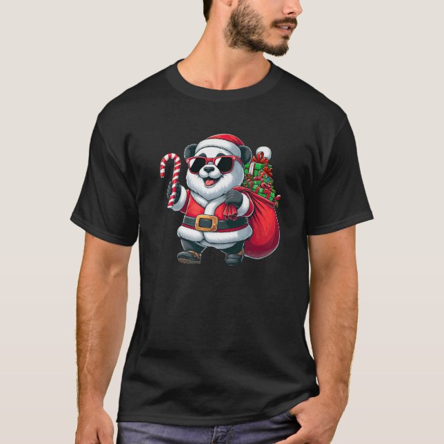 Santa Panda Sunglasses Candy Cane Christmas Boys G T-Shirt (Vorderseite)